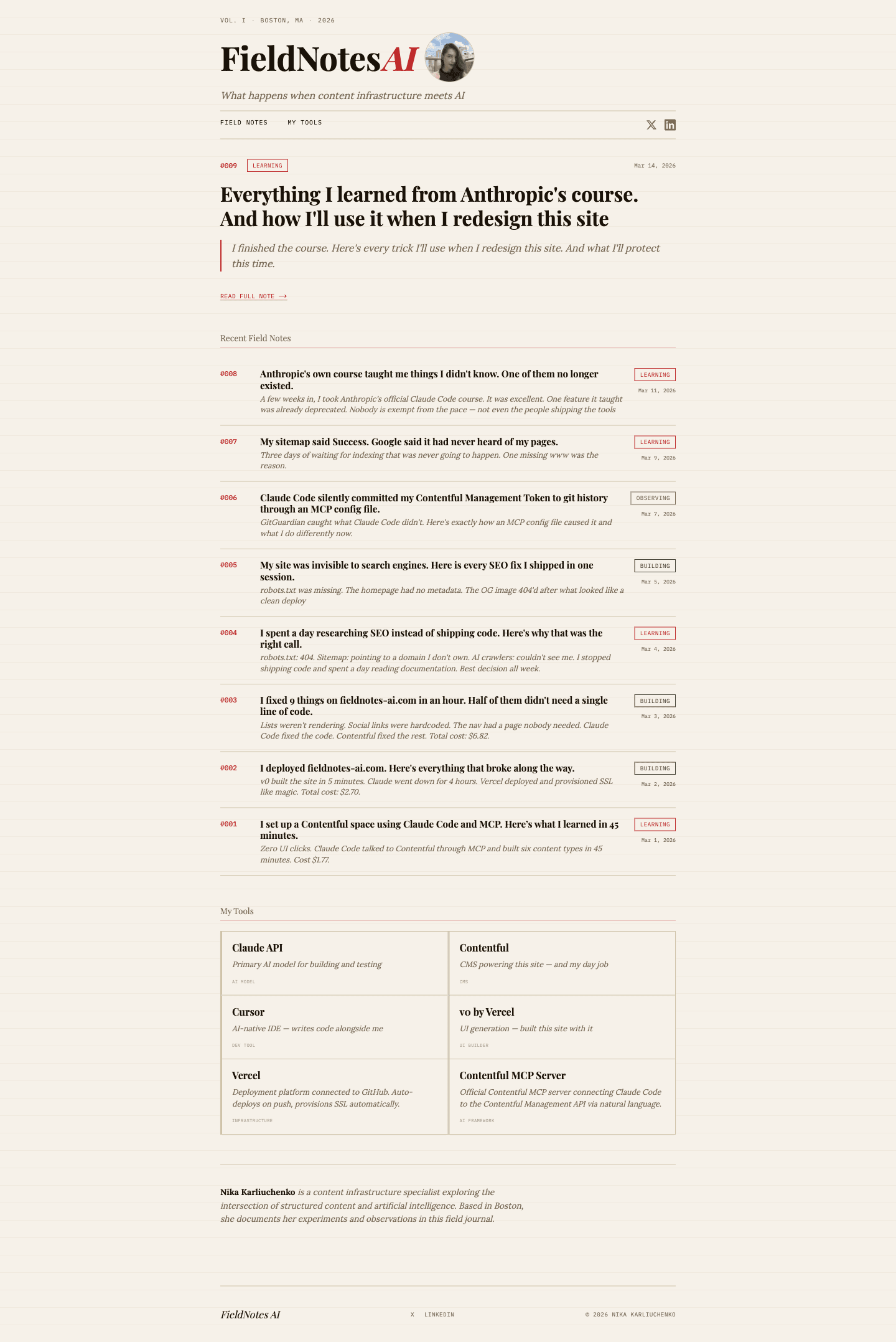 Home page before the redesign